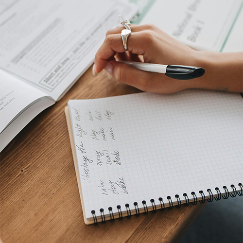 Student learning various subjects in school.